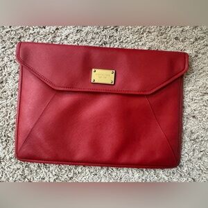 Michael Kors Red Leather Envelope Clutch Sleeve